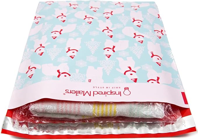 Inspired Mailers - Poly Mailers 10x13-100 Pack - Polar Bears (Blue) - Holiday Poly Mailers - 10x13 Shipping Envelopes - Christmas Packaging Bags
