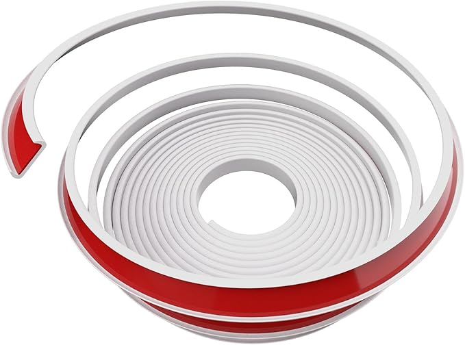 U-Shape Edge Banding, 0.6 inch x 20ft Edge TPE Self Adhesive Veneer Edging Trim Flexible Edge Protector, Strip for Countertop Cabinets Table Restoration Shelves, White