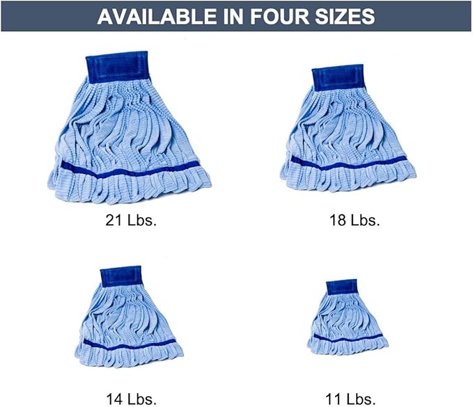 Arkwright Microfiber Tube Mop Head Replacement - Heavy Duty, Lint Free, Super Absorbent & Bleach-Safe, Janitorial Essential for Commercial & Industrial Floor Cleaning, 18 oz, Blue