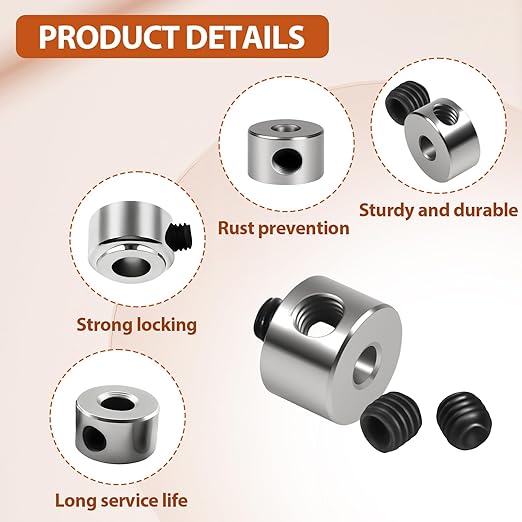 12pcs Set Screw Collars 3.05mm Bore Shaft Collars Screw Style, 8mm OD, 5mm Width, Landing Gear Collar Wheel Stopper for Automotive and Industrial Use