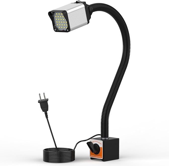 28LEDs Magnetic Light, 1320 Lumen 120v Flexible Gooseneck Work Light with Adjustable Magnetic Base for CNC MlilingDrill Press Sewing Machine Industrial Lighting, 12w
