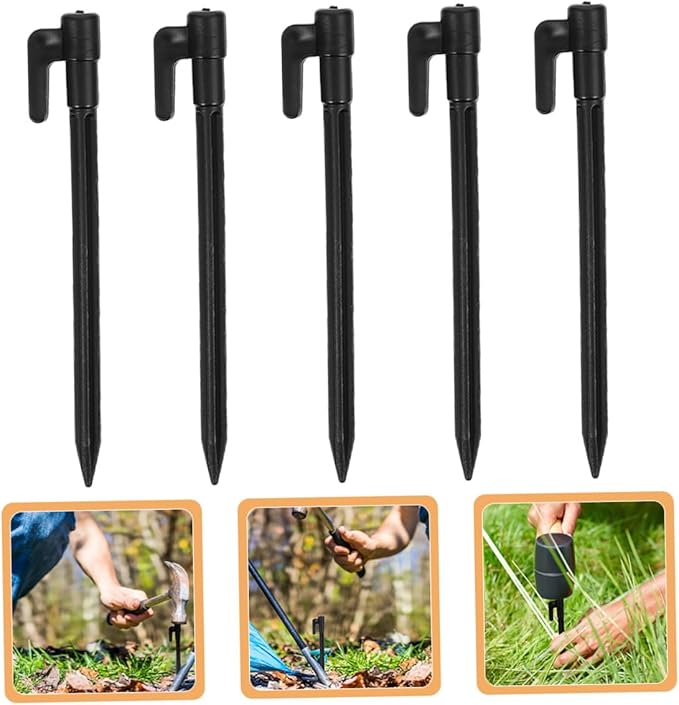 GALPADA 10pcs Plastic Beach Tent Stakes for Sand Camping Lightweight Pegs for Outdoor Gardening Hiking Tarp and Rug Anchoring Easy Setup Black Sand Stakes