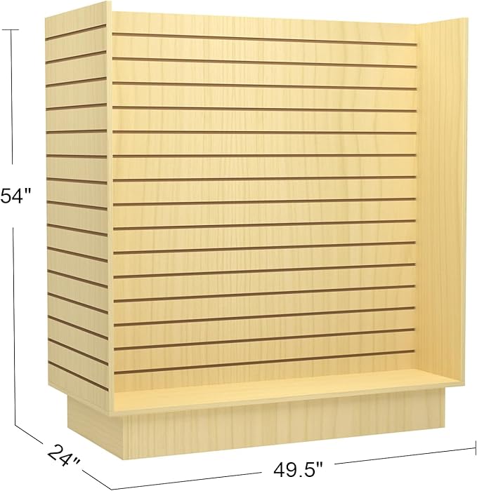 49.5”W x 24”D x 54”H - Retail Slatwall Gondola Display with 3” Slat Wall Units，Maple Versatile H-Unit Slatwall Display Stand