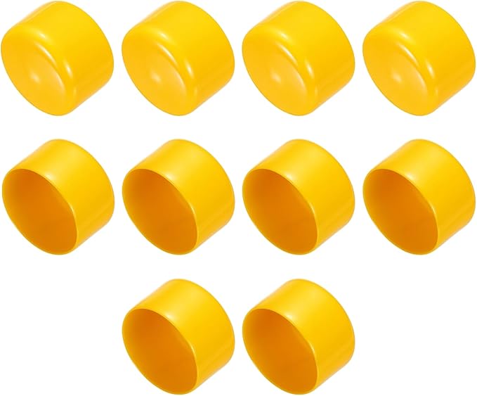 uxcell 10pcs Rubber End Caps 63mm(2.5 Inch) ID Vinyl Round End Cap Cover Screw Thread Protector Yellow