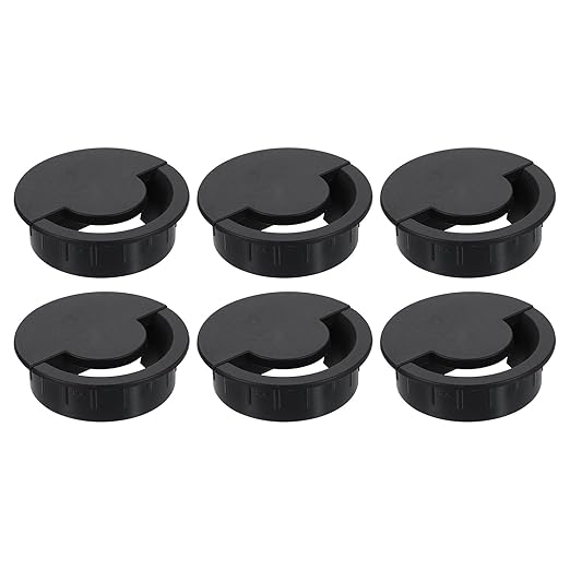 uxcell 6 Pcs Desk Grommet, 60 Mm/2.36 Inch Cable Wire Grommet Organizer, Desk Hole Cover for Home Office Computer Equipment, Black