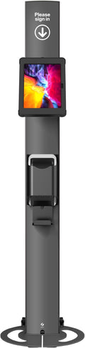 SPROCKET Premium Kiosk Stand T Print B15 - Most Advanced & Key-Locked Secure Tablet Floor Stand with Label Printer, Adjustable Mount & Ergonomic Design, Compatible with Apple iPad