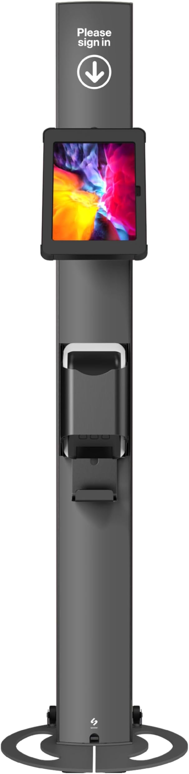SPROCKET Premium Kiosk Stand T Print B15 - Most Advanced & Key-Locked Secure Tablet Floor Stand with Label Printer, Adjustable Mount & Ergonomic Design, Compatible with Apple iPad