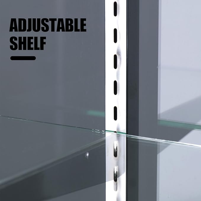 48" W x 22" D x 42" H - Retail Sales Counter with Adjustable Glass Shelves, Tempered Glass，White Laminated Particle Board, Locking Drawers