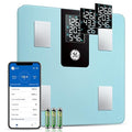 GE Smart Scale for Body Weight BMI Fat Muscle Mass with 14 Body Composition Metrics & All-in-one LCD Display, Digital Bathroom Weight Monitor Bluetooth with App, Accurate Weighing Machine 400lb Blue