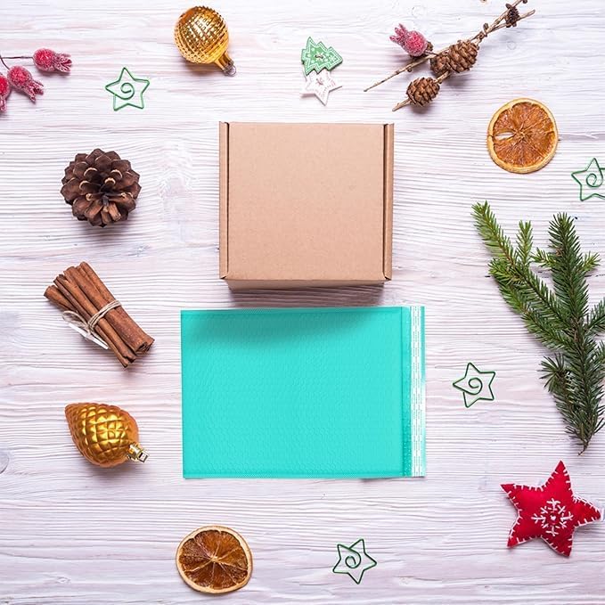 Teal 12.5x19.5 Inch Large Poly Bubble Mailers #6 | Padded Envelopes with Self Seal | Air Lined Cushioned Bubble Mailer | Usable Size 12.5x15 | 100 Pack Bulk | Lightweight shipping Bags