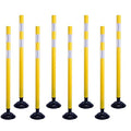 8 Pack Traffic Delineator Posts – High Visibility Reflective Safety Cones with Spring Base for Roadway, Parking, Garage, Construction Zones (Yellow, 48 Inch)