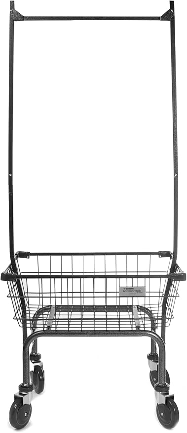 Heavy Duty Uhandle Laundry Cart with 5" Wheel (Charcoal Grey Pole Rack)