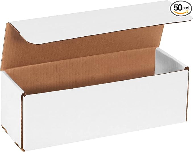 BOX USA Shipping Boxes Small 12"L x 4"W x 4"H, 50-Pack | White Corrugated Cardboard Box Mailer for Packing, Moving, Storage | Bulk Gift Box or Product Packaging for Small Business, Home, FBA