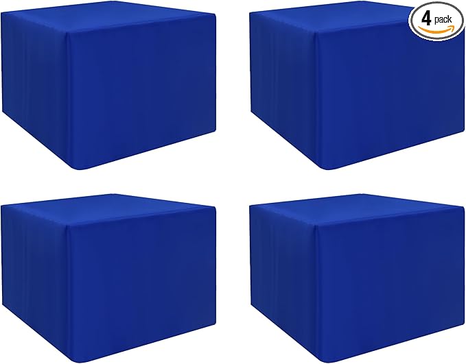 HolidayIdeas Card Table Covers Fitted Square 34x34 Inch, Wrinkle Resistant Washable Small Square Tablecloth 3 Ft for Folding Table, Royal Blue, Set of 4