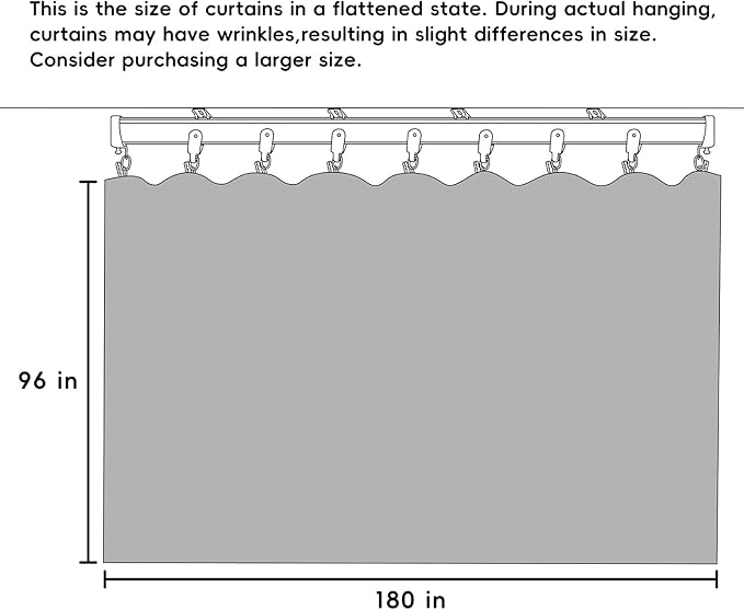 Room Divider Curtains Flexible Ceiling Tracks set Curtain track Ceiling Mount Blackout Curtain for Living Room Bedroom Ceiling Curtain Rod Privacy Dividers Panels W180 x H96 Grey Drape & Black rail