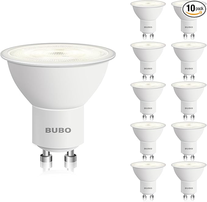BUBO GU10 LED Bulb 6W Equivalent 50W, 4000K Cool White 650 Lumens, Non-Dimmable GU10 Bulb Replacement for Track Lighting, MR16 LED Bulb for Kitchen, Range Hood, Living Room, Bedroom, 10 Pack