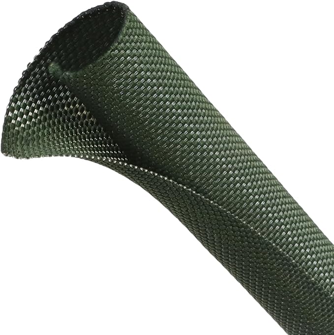 Automotive Wire Loom Tubing, Split Braided Cord Protectors from Pets No Chew, Flexible Cable Sleeve Cable Management for TV/Computer/Electric Wires (Deep Green, 1/2"-25ft)