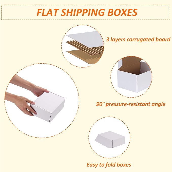 HORLIMER 9x6x3 Shipping Boxes Set of 30, White Corrugated Cardboard Mailer Box for Packing Small Business