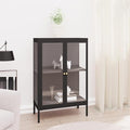 Sideboard Kitchen Buffet Storage Cabinet Storage Organizer, Black 29.5"x13.8"x41.3" Steel and Glass D320009C