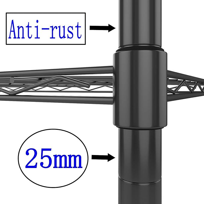 Standing Shelving Units, 36" W x 14" D x 59" H Metal Storage Shelves, Adjustable Carbon Steel Wire Shelving Rack Display Shelf for Garage Bathroom Kitchen Home Office (4-Tiers, Black)