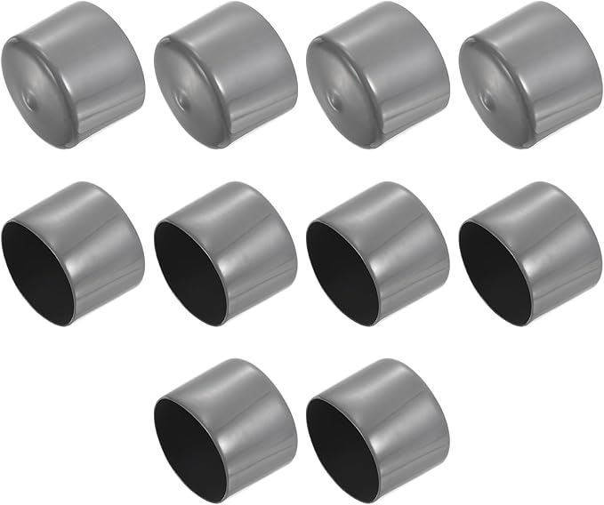 uxcell 10pcs Rubber End Caps 56mm ID Vinyl Round End Cap Cover Screw Thread Protectors Dark Grey