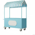 Outdoor Vendor Cart, Portable Cart with Canopy, Commercial Business Mobile Street Food Vendor Carts, Foldable Vending Stand Kiosk Display Trolley with Canopy for Markets (Blue)