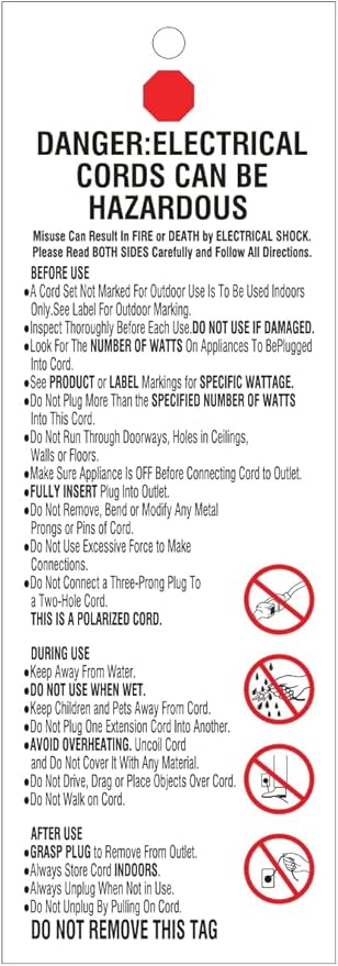 Amazon Basics Rectangular Indoor Extension Cord Power Strip, 3-Prong, Flat Plug, Grounded - 13 Amps, 1625 Watts, 125 VAC - 2-Pack, 6 ft, White