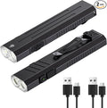2pack Rechargeable EDC Flashlight - Emergency One Click Strobe Mode, 1600 High Lumens Portable Pocket light Mini Flashlight , Magnetic Small EDC Slim Flat Flashlight for Working Camping Repairing