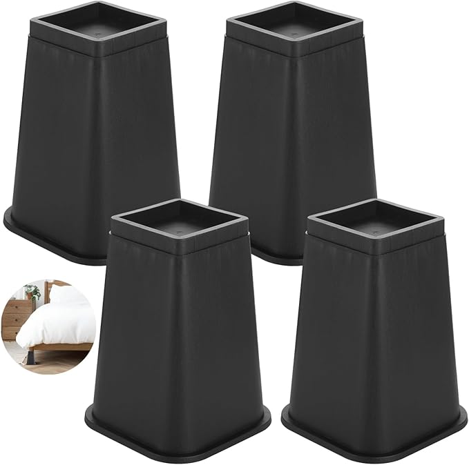 yeesport 4 Pcs Bed Risers, 8 Inch Heavy Duty Sofa Risers Set, Furniture Risers with Protective Foam Top and Rubber Bottom, Non-Slip Bed Risers for Added Storage and Easy Cleaning