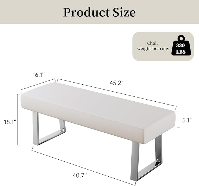 JIEXI Bedroom Bench Bed end upholstered Bench Indoor Corner Small Bench, with Metal Legs, for entryway Dining Room Kitchen and Living Room, Plant Bench, Footstool