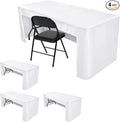 HolidayIdeas Open Back Fitted Tableclothss for 8 Foot Rectangle Table, Wrinkle Resistant Washable Table Covers 96x30 Inch for Craft Fairs, Banquets, Trade Show Display, White,4 Pcs