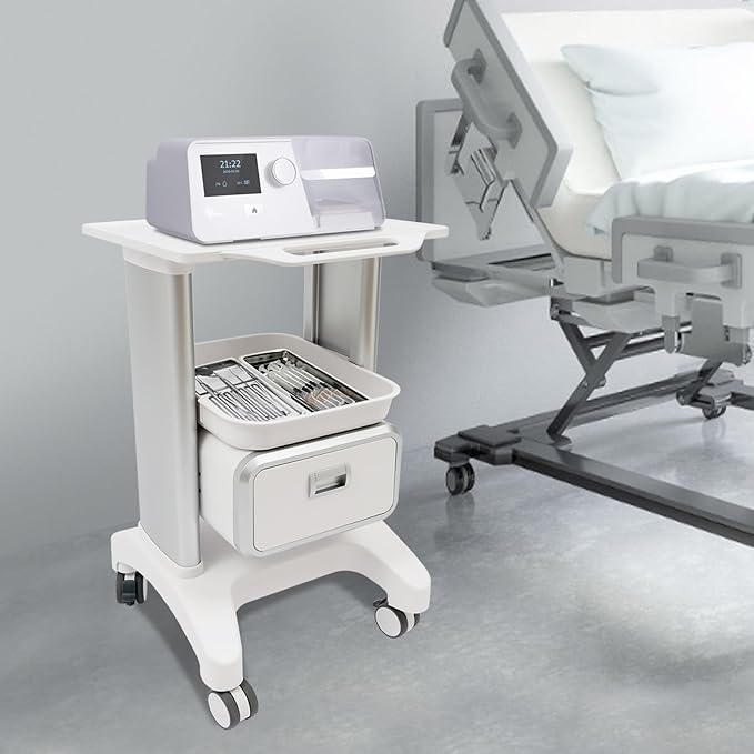 Mobile Medical Trolley Cart Mobile Ultrasound Cart 220 LBS Load Beauty Salon Instrument Rolling Carts with Drawer & Tray for Hospital Clinic Beauty Salon