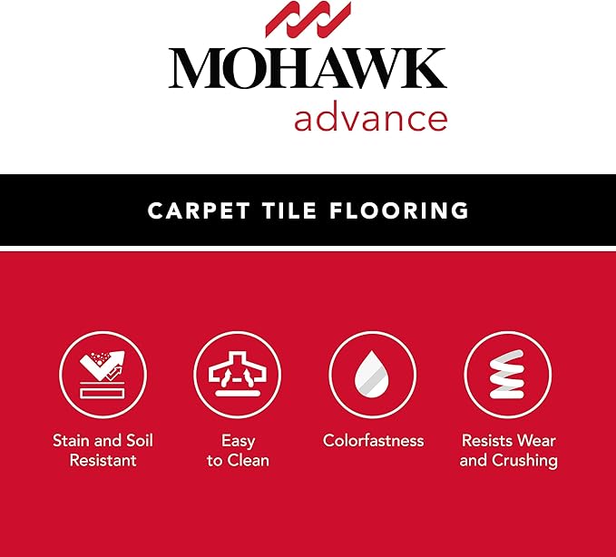 Mohawk Advance 24" x 24" Berber (Loop pile), 0.11" Pile Height, Carpet Tile, Nylon Fiber, Stonewash Color, (24 Tiles), (96 sqft/carton)