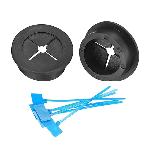 uxcell 2Pcs Cable Cord Grommet, 1-1/4"(32mm) Rubber Desk Grommets Wire Pass Through Hole Cover with Marked Cable Ties for Home Office Cable Wire Protection, Black