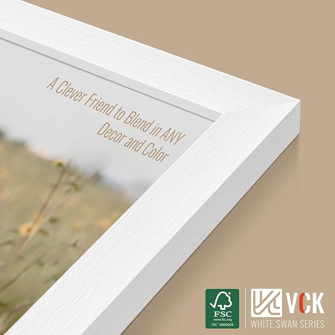 VCK 8x10 Picture Frames Set of 5, White Solid Wood Photo Frame, Table Display or Wall Hanging