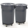 Outdoor Trash Can with Lid, 32 Gallon Trash Can with Lid and Wheels, Heavy-Duty Construction, Perfect Backyard, Deck, or Garage (2 Pack)