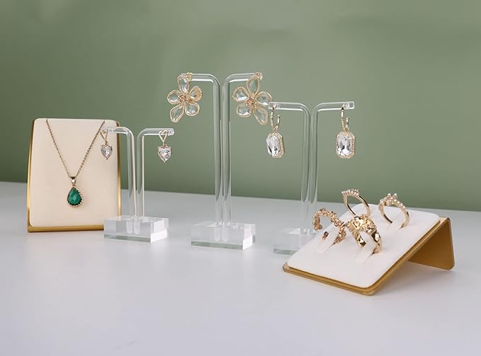 GemeShou 3pcs acrylic T bar earring display stand for show, retail hanging earring holder for online business, transparent jewelry Photography Props【Acrylic Earring T Stand-3pcs 】
