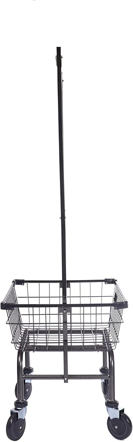 Heavy Duty Uhandle Laundry Cart with 5" Wheel (Charcoal Grey Pole Rack)