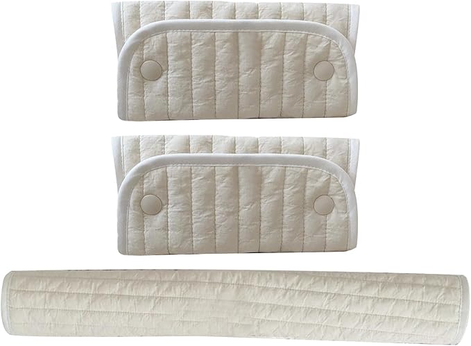 NUEAYMS Pushchair Bar Cover Cotton Cloth Baby Pushchair Stroller Fabric Handle Sleeve Bar Gloves Cover Handrail Cover Stroller Handle Protector Cover Bar Protector, White
