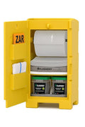 FlashDry Mobile Oil Only Spill Kit Station – 19.25"x19.25"x39", Absorbs Oil-Based Spills, for Warehouses, Factories & Auto Shops, Lockable, Wheeled, Includes Coir, Oil Absorbent Pads, Socks & PPE