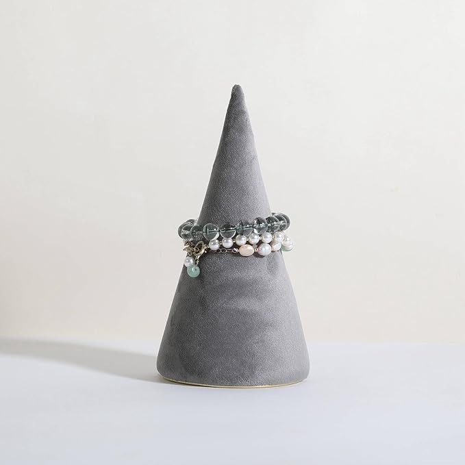GemeShou Velvet bracelet display stand for selling, grey jewelry bangle holder with golden base, felt bracelet storage organizer for nightstand home decor【Bracelet holder-grey】