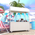 Outdoor Food Vendor Cart with Canopy, Portable Mobile Street Food Stand, Foldable Commercial Vending Trolley Kiosk for Markets and Events(White,47.2in)