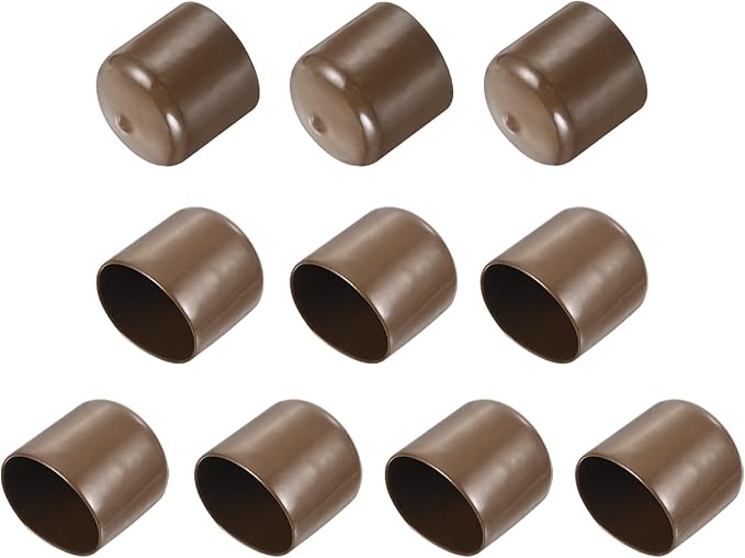 uxcell 10pcs Rubber End Caps 41mm(1 5/8") ID Vinyl Round End Cap Cover Screw Thread Protectors Brown