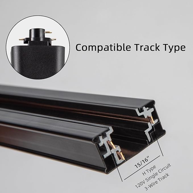 5CCT LED Track Lighting Heads Dimmable 20W 5CCT 2700K/3000k/3500k/4000k/5000k,Versatile H Track Lighting Heads,Zoomable Beam 15° to 60° Ideal for Accent Art and Task Lighting, (Black, 4 Pack)