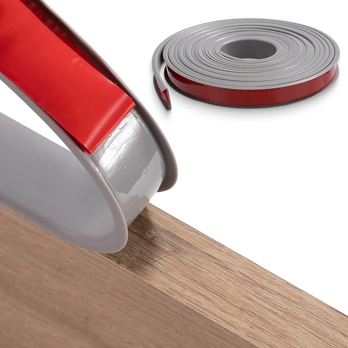 U-Shape Edge Banding, 9.8 ft TPE Self Adhesive Veneer Edging Trim Flexible Edge Protector, Furniture Edge Strip for Countertop Table Cabinets Shelves Restoration (Grey, 3m×40mm)