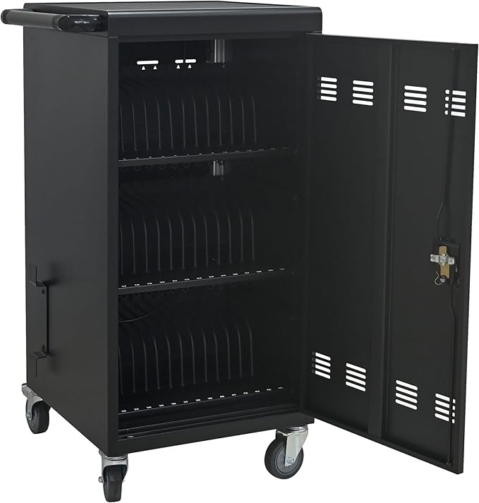 Laptop Charging Cart,45 Devices Tablet Storage Carts for pad Up to 16.3" Screen Size, Classroom Computer Mobile Charging Station for Pads, Chromebooks,Laptops, Security Storage(45 Bay-Black)