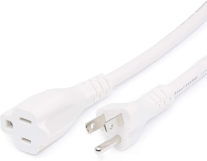 Amazon Basics Extension Cord, 13 Amps, 125V, 20 Foot, White - Pack of 2