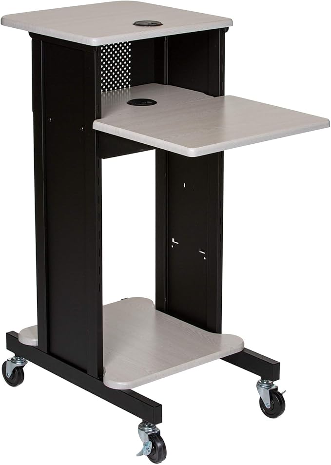 OEF Furnishings Presentation Cart and Stand, OEFPRC200, Steel Frame, Ivory Woodgrain