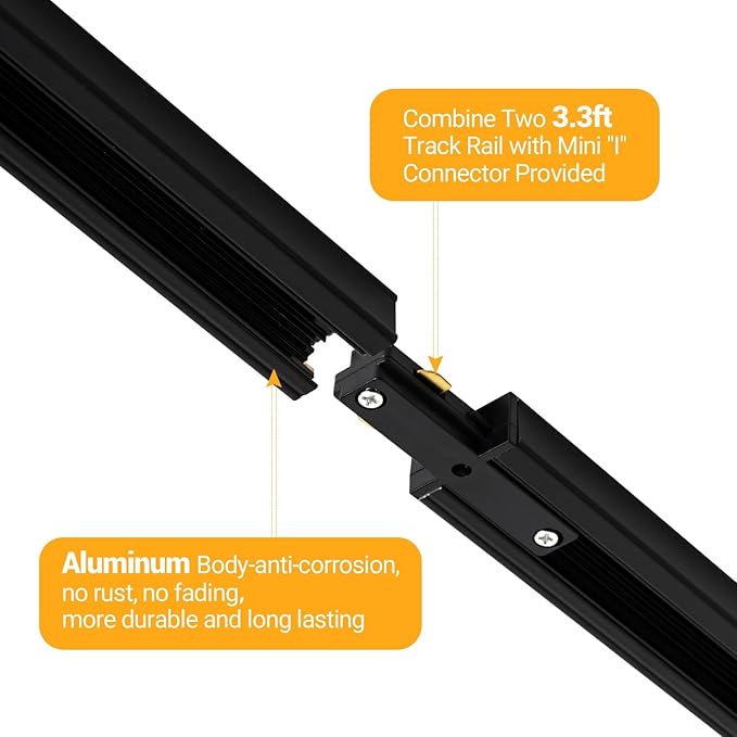 VANoopee 5-Color 6-Light LED Track Lighting Kit with 6.6FT H Type Track Lighting Rail, LED Track Light Heads Dimmable Modern Kitchen Track Lighting Fixtures Ceiling Spotlight, CRI90+ 10W 800lm Black
