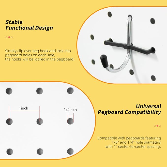 283PCS Metal Pegboard Hooks Organizer Kit for Organizing Various Tools - Heavy Duty 1/4" & 1/8" Pegboard Accessories with Pegboard Bins, Wall Mount Tool Storage for Garage, Workshop & Kitchen